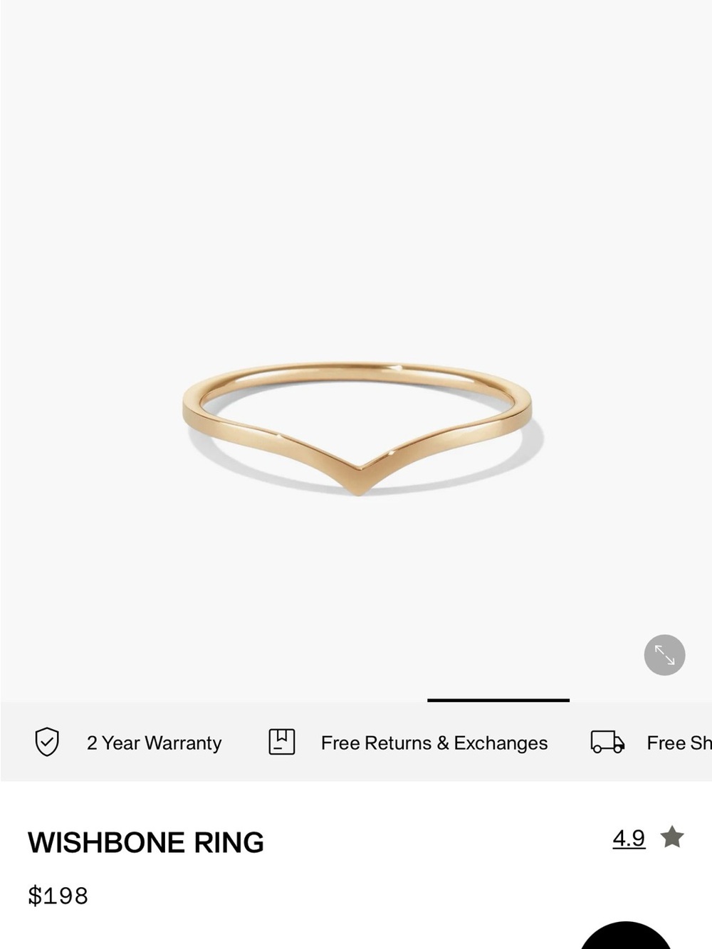 Mejuri Gold Wishbone Ring - Minimal V-Shaped Band - 14k Yellow Gold